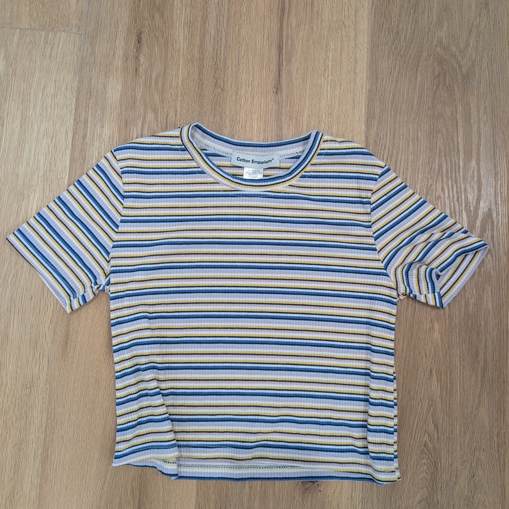 Cotton Emporium Blue and Yellow Striped Tee